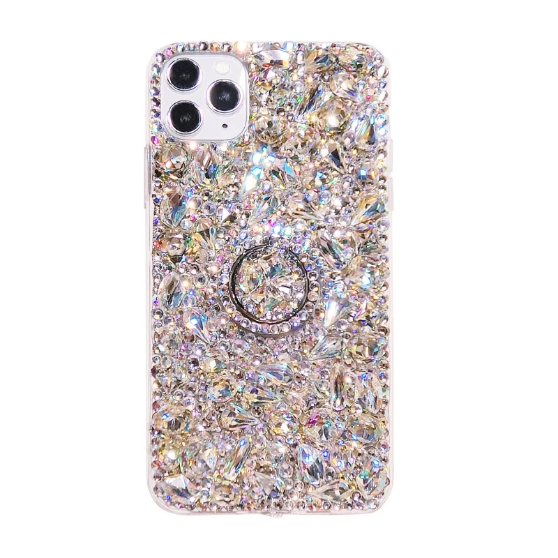 

iPhone 12 / 11 pro max Huawei p40pro with diamond mobile phone case full diamond luxury all inclusive bracket cases