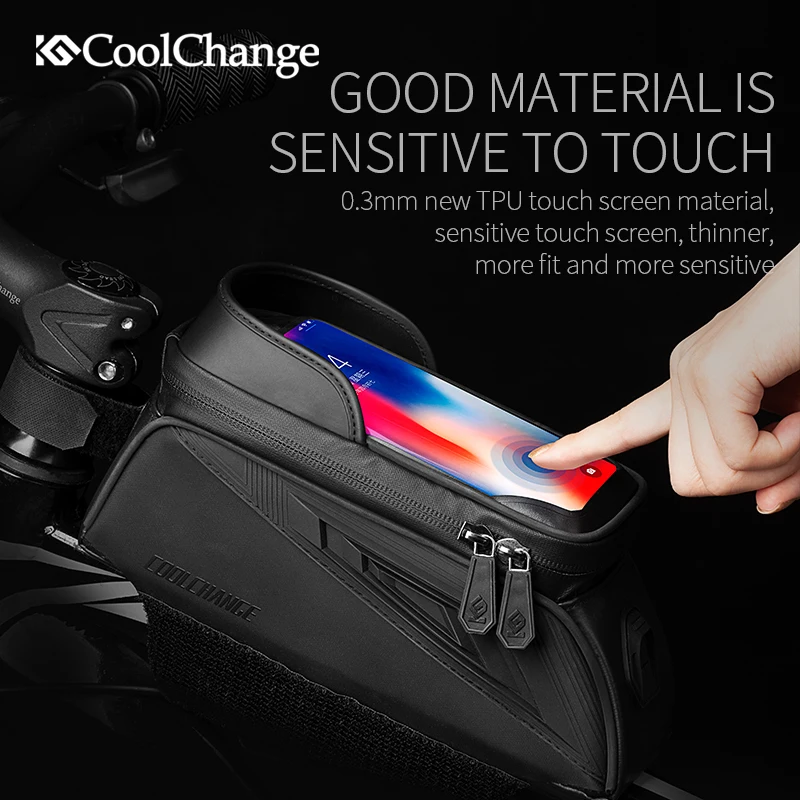 coolchange waterproof bike frame front bag touch screen top front tube cycling bag mtb sports 6 5 phone bicycle case accessories free global shipping