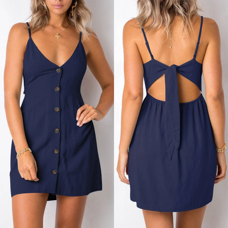 Мини-платье на бретелях-спагетти пикантное пляжное короткое Повседневное