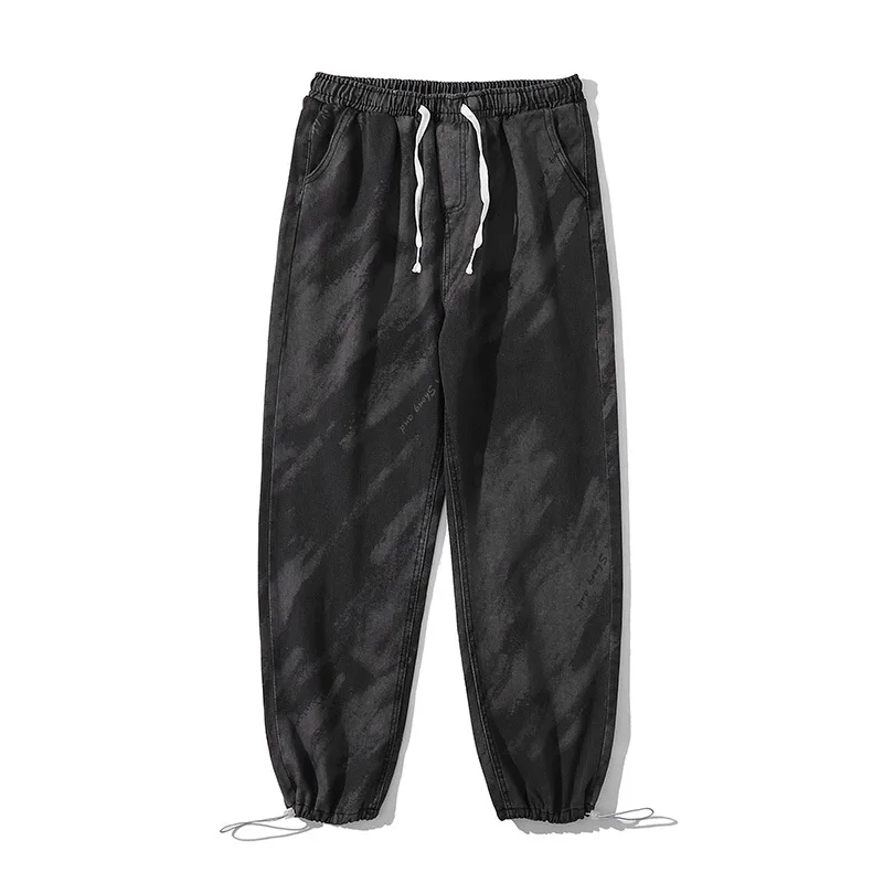 2021 New Fashion Tie Dye Cotton Men Baggy Jeans Trousers Distressed Hip Hop Vintage Joggers Denim Pants Sweatpants Male Pantalon