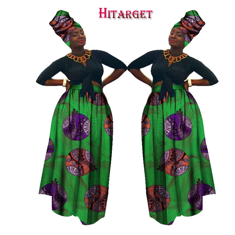 2020 осень Дашики в африканском стиле Юбка с высокой талией юбка фут + головной убор
