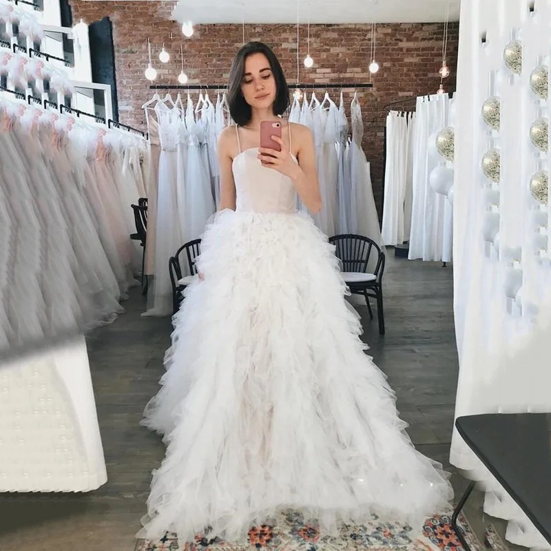 Длинные свадебные платья из тюля с оборками готическое белое черное платье на