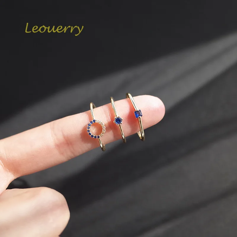 Leouerry 925 Стерлинговое Серебро геометрической формы синий циркон крошечные