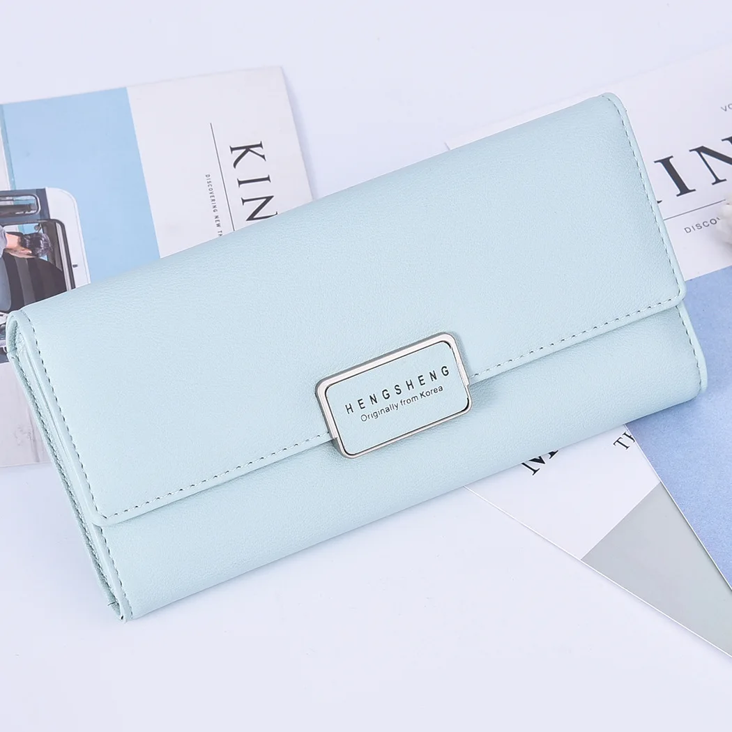 

Ladies Long Wallet Fashion Simple Solid Color Multifunctional Wallet Student Zipper Buckle Wallet Women'sMultifunctional Handbag