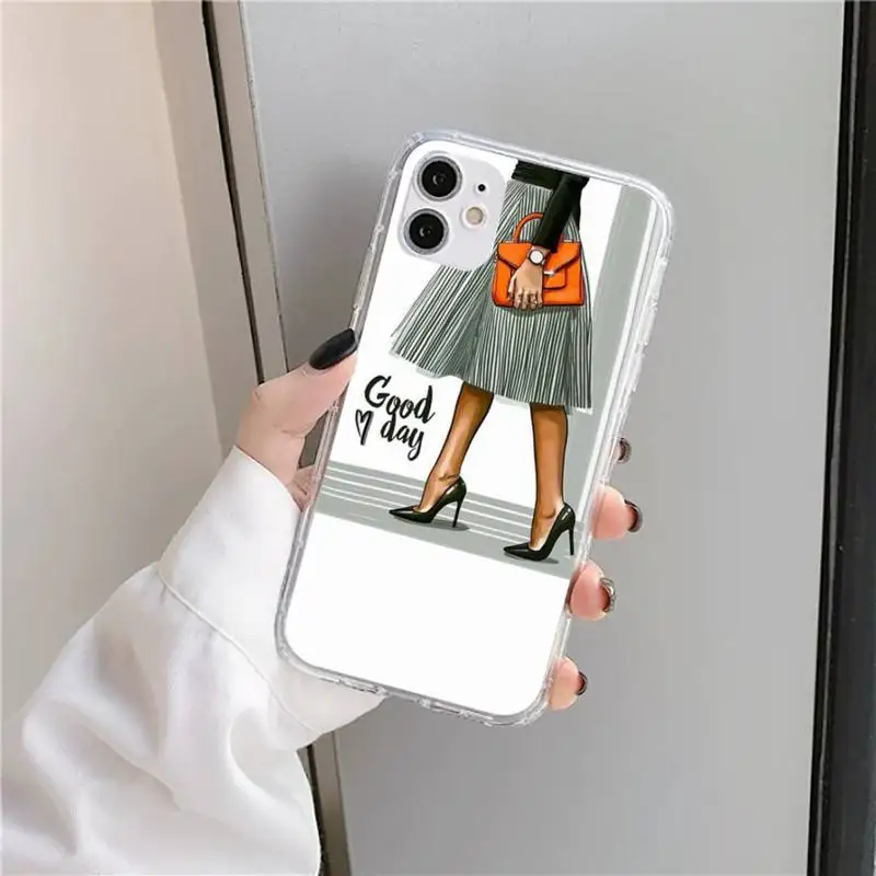 Fashion girl vacation shopping Phone Case Transparent soft For iphone 5 5s 5c se 6 6s 7 8 11 12 plus mini x xs xr pro max images - 6