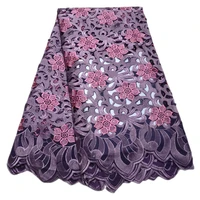 purple high quality big african party lace fabric 2022 embroidered swiss voile lace for big occasion nigeria clothes 89718