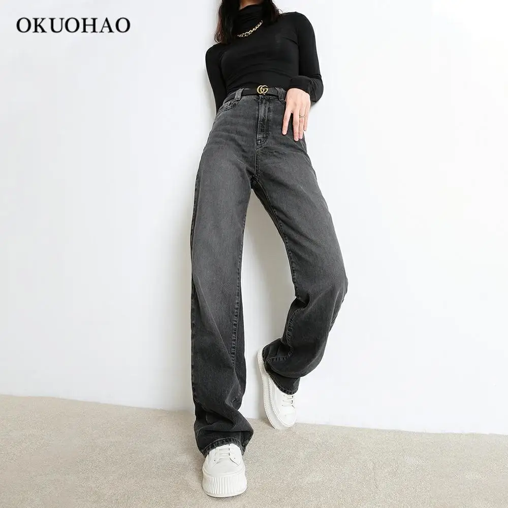 

Women's Casual Denim Pants High Waisted Wide Leg Jeans 2020 Autumn Winter Tall Instantly Slims Relaxed Fit Straight Leg Jean