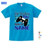 Футболка для мальчиков, футболки с надписью Game on, детская одежда, футболка с именем на заказ на день рождения, одежда для девочек, детские летние повседневные футболки для малышей