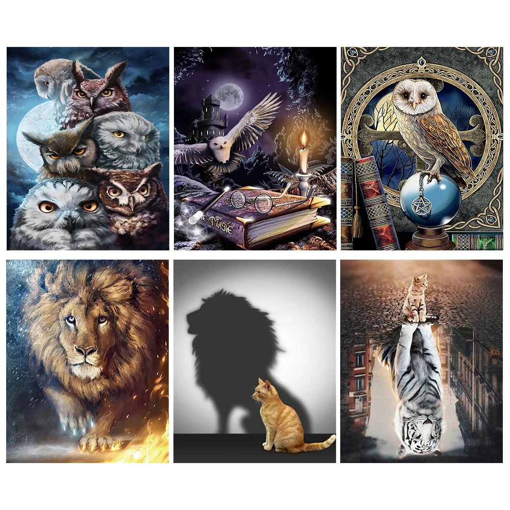 

5D алмазная живопись, пейзаж, вышивка крестиком "Пейзаж с животными", 3D круглая Алмазная мозаика полная картина стразы, настенное искусство