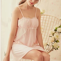 sweet princess sexy lace spaghetti strap cotton women mini nightgown lovely female nightdress indoor clothing home dress ad210