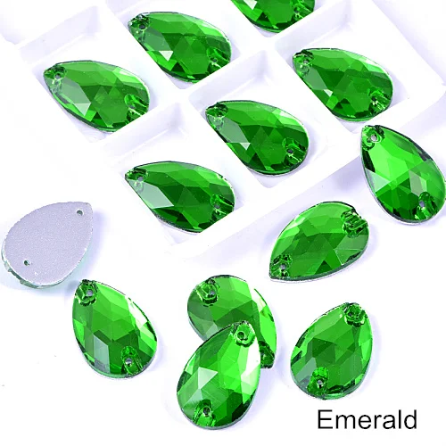 Emerald Слеза много Цвета с украшением в виде кристаллов Стекло пришить стразы пришивные стразы прямая швейная стразы свадебное платье B3839 - Цвет: Emerald