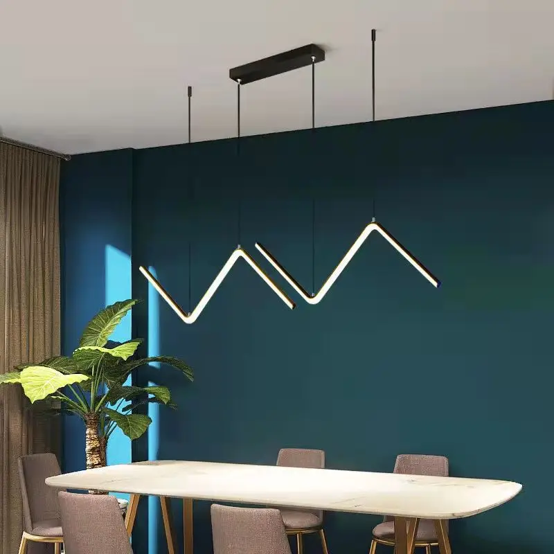Nordic Pendant Light Art Line Led Haning Lamp Geometric Chandelier Indoor Lights For Restaurant Bar Front Desk Office Decoration