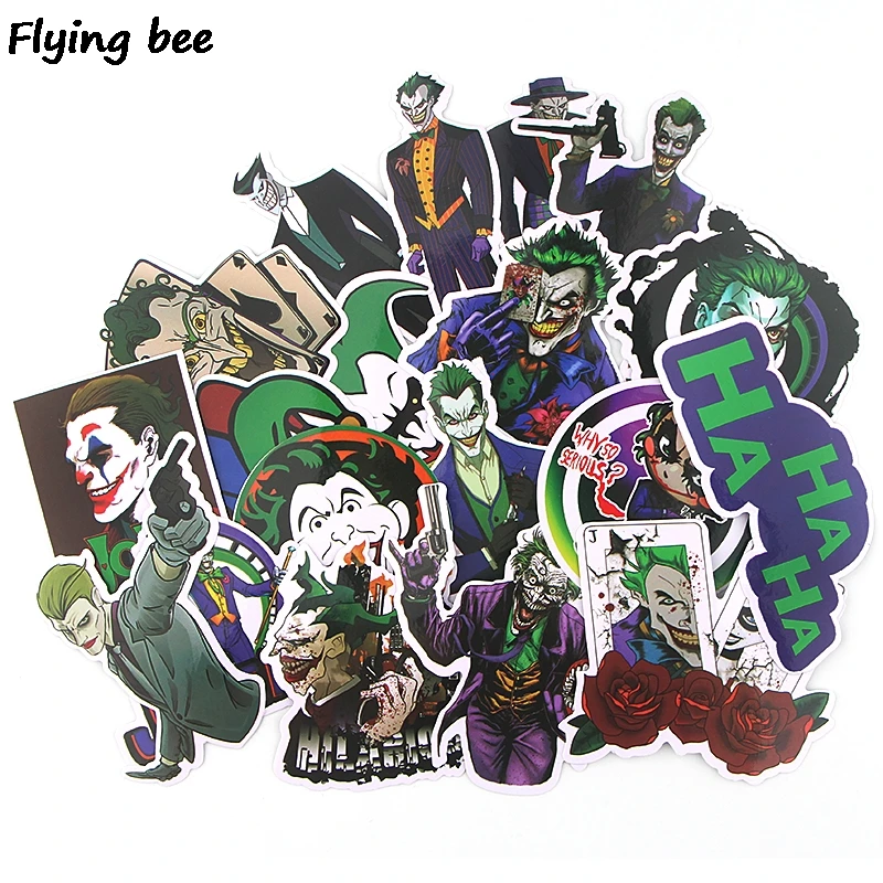 

Flyingbee 19 Pcs Clown Horror Sticker Men Fashion Waterproof Car Sticker PVC Stickers For DIY Luggage Laptop Sticker X0389