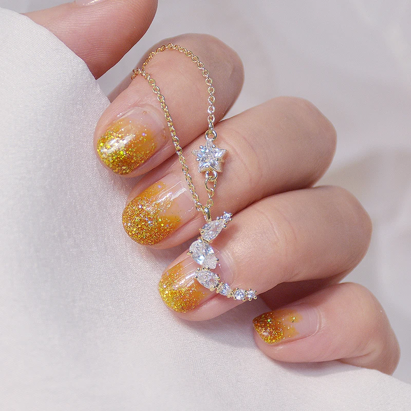 Блестящая сторона новые аксессуары Подвеска в виде звезды со стразами и ожерелья