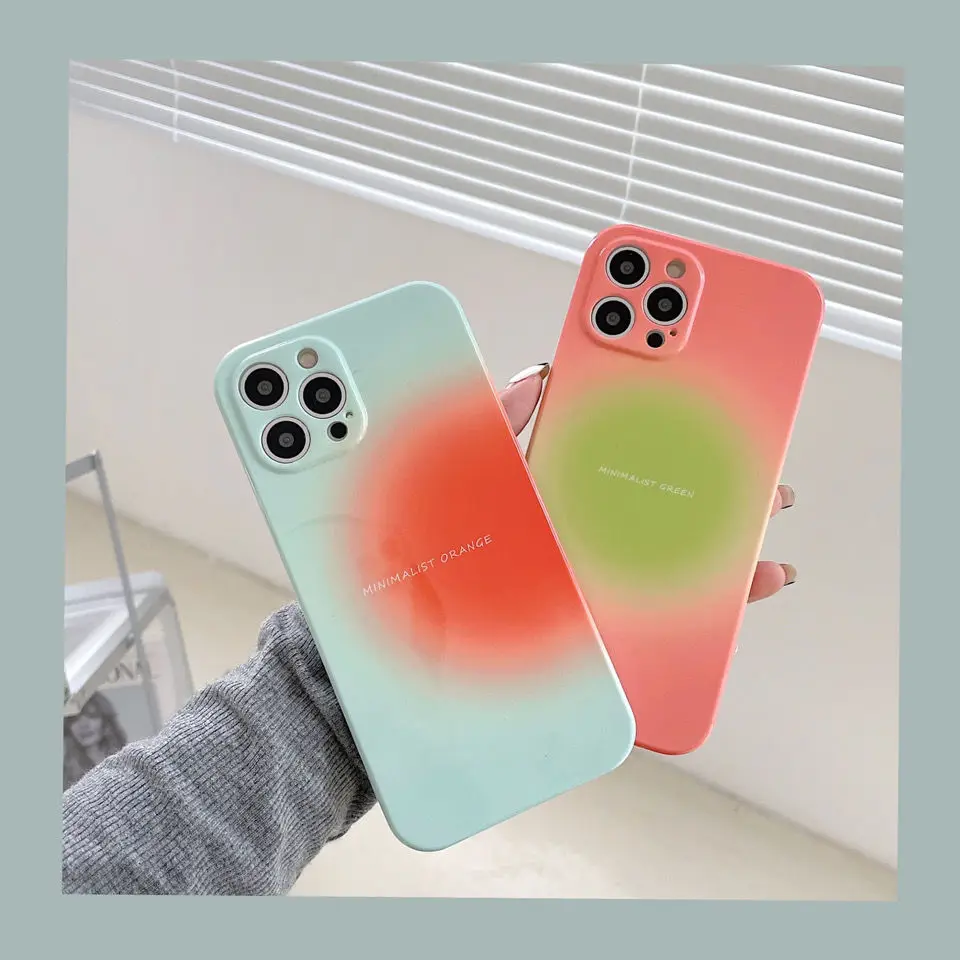 

Fashion Gradient Halo Phone Case For iPhone 11 12 Pro Max XR X XS Max 7 8 Plus SE 2020 Soft Silicone TPU Protective Cover Coque