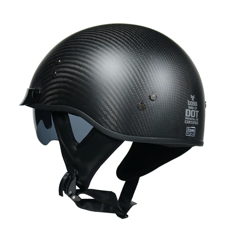  New Retro Carbon Fibre Helmets for women and men Motorcycle half helmet Electric safety with Bongrace | Автомобили и мотоциклы