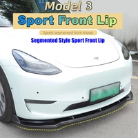 car segmented sport front shovel for tesla model 3 front lip bumper body kit splitter exterior decoration modified accessories