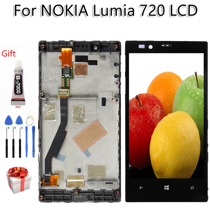 100% протестированный для Nokia Lumia 720 RM 885 ЖК дисплей сенсорный экран с рамкой 4 3