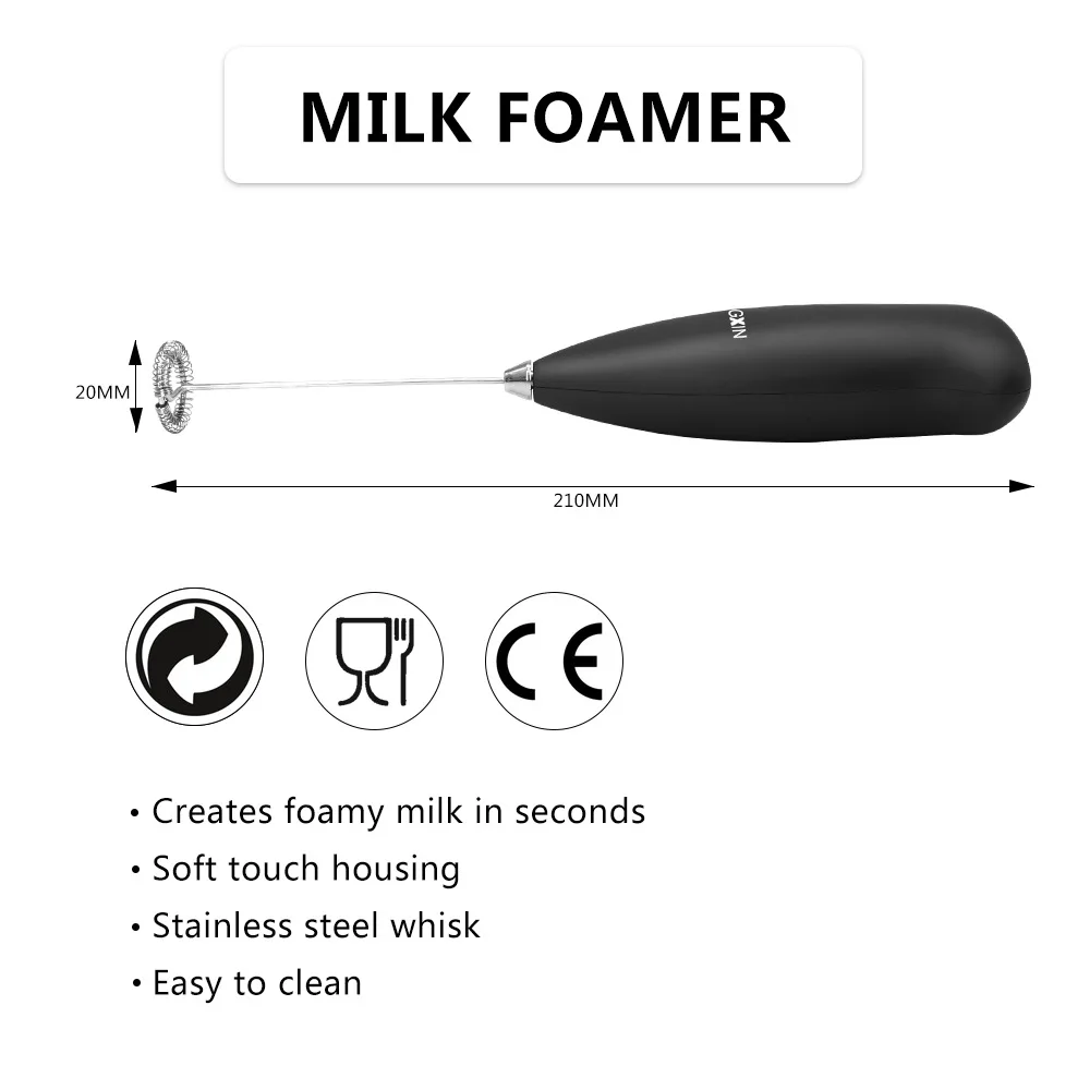 

Rechargeable Electric Milk Frother With 2 Whisks, Handheld Foam Maker For Coffee, Latte, Cappuccino, Hot Chocolate, Durable Dr
