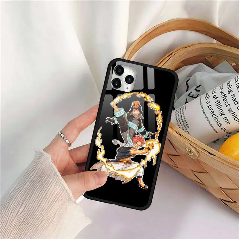 

Anime Fire Force Phone Case Tempered glass for iPhone 11 12 mini pro XS MAX 8 7 Plus X XS XR