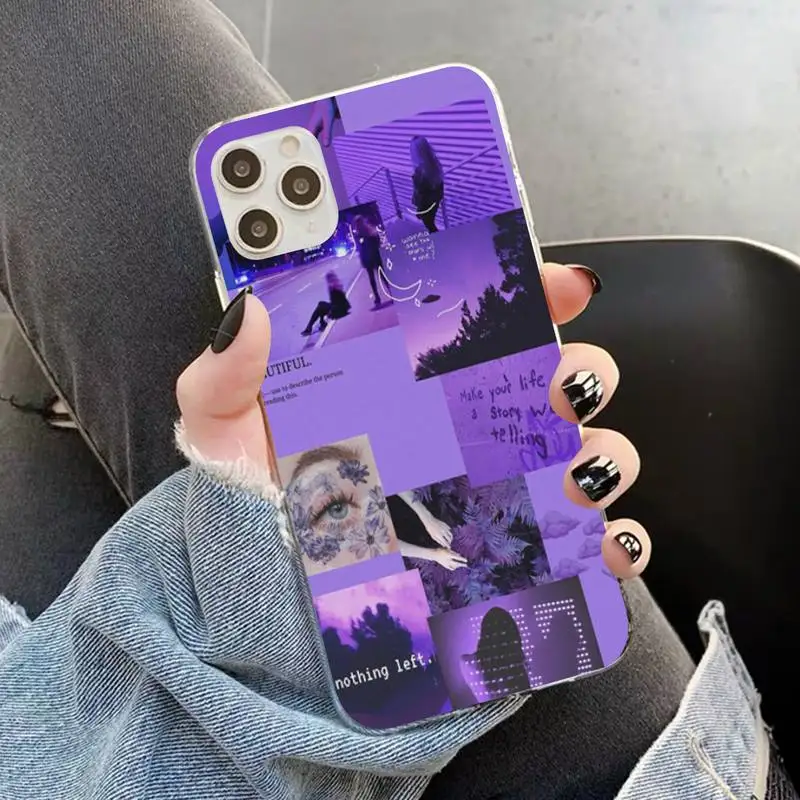 YNDFCNB Purple Love Aesthetic Art Girly Phone Case for iphone 13 11 12 pro XS MAX 8 7 6 6S Plus X 5S SE 2020 XR case
