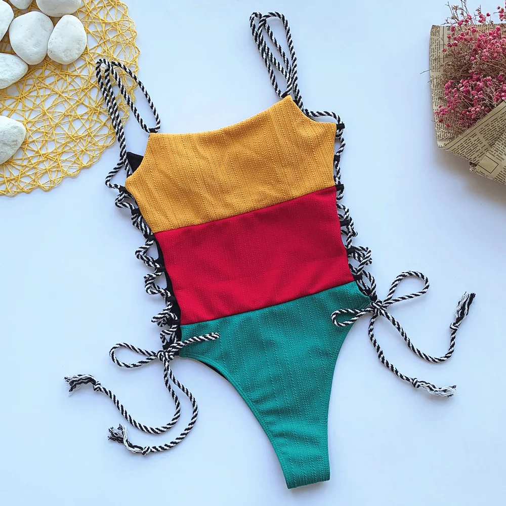 

New crash stitching swimsuit sexy bikini Women's swimwear 2021 swimsuit one piece bathing suit women