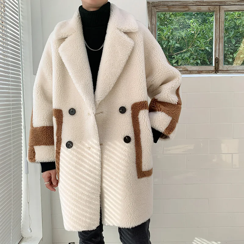 Мужское длинное шерстяное пальто Плюшевые куртки chaqueta cuero hombre мужское зимнее