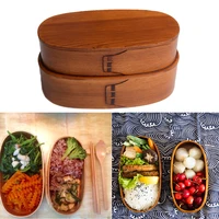natural wooden japanese lunch box double layer bento box outdoor picnic school dinnerware food container storage for kid student