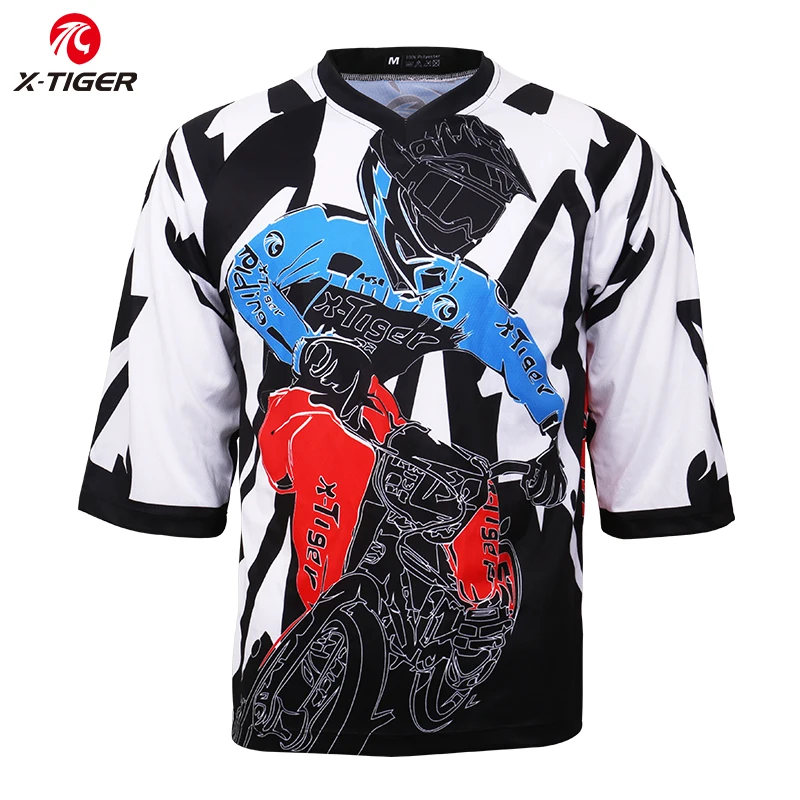 

X-Tiger Quick-Dry MTB Downhill Jersey Anti-sweat Mountain Bike Motorcycle Jersey Motocross Bicycle DH Shirt Outdoor Sportswear