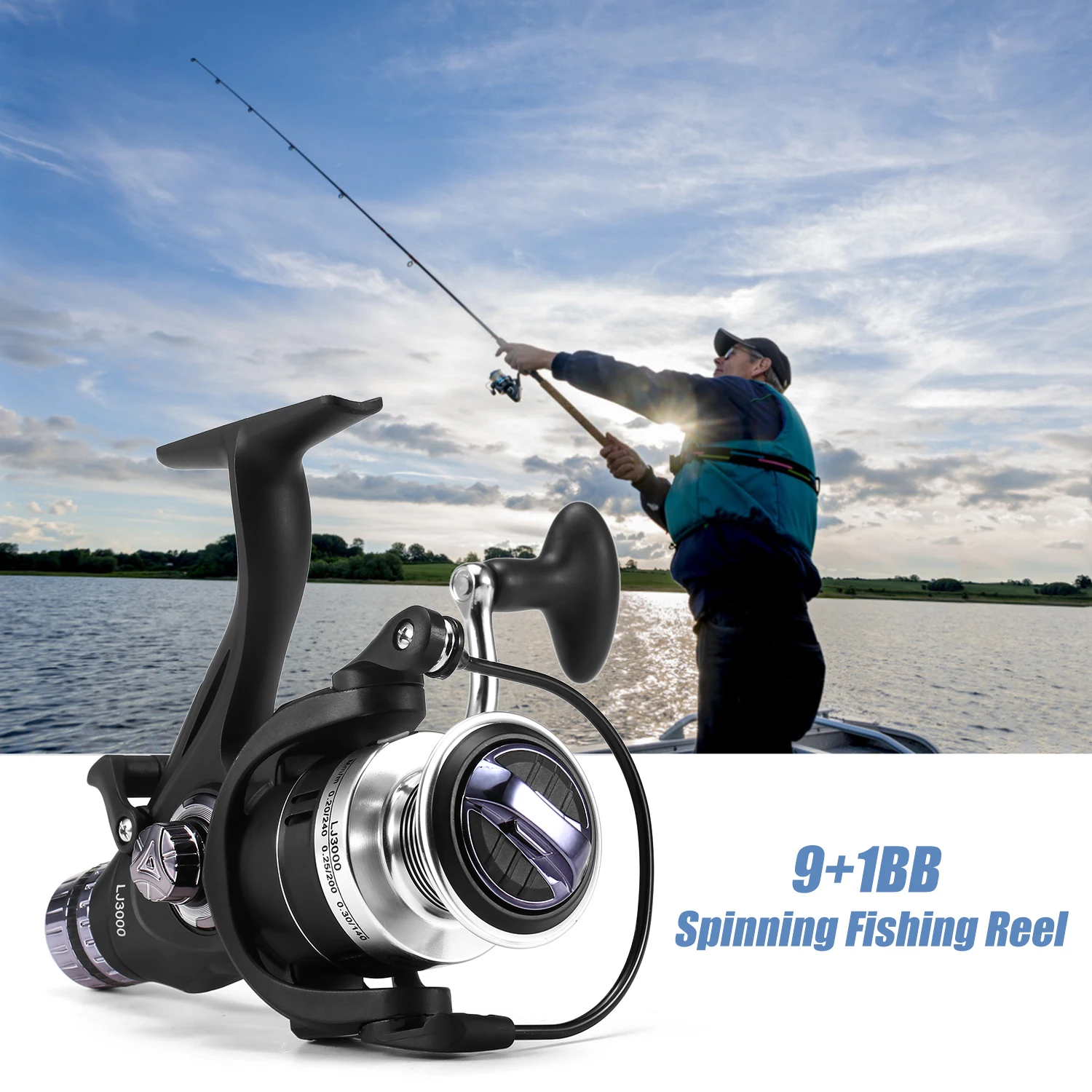 

9+1 BB Fishing Reel Dual Brake System Smooth Spinning Reel with Interchangeable Handle Fishing Tackle