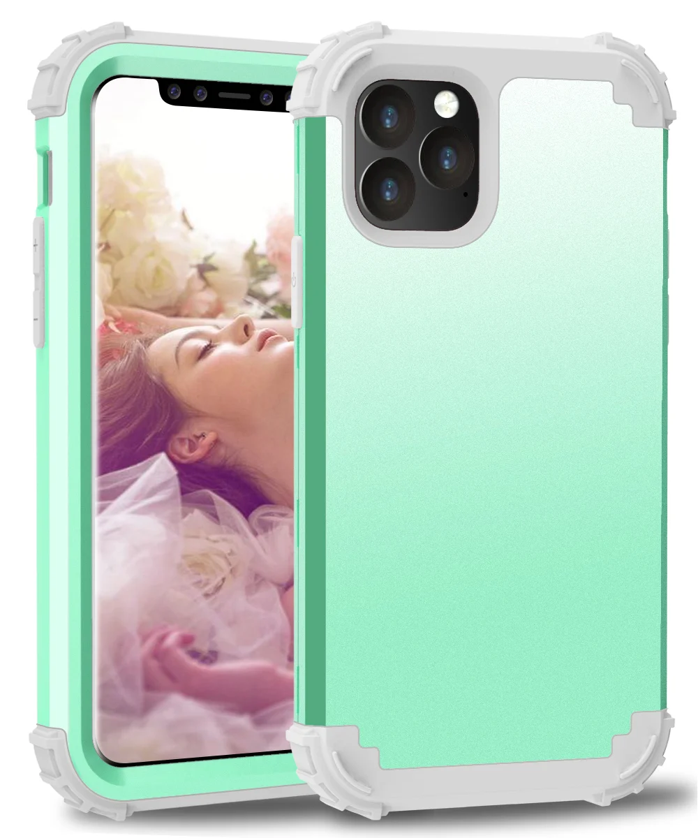 Жесткий чехол из поликарбоната для iPhone 11 Pro Max три в одном контрастный цвет