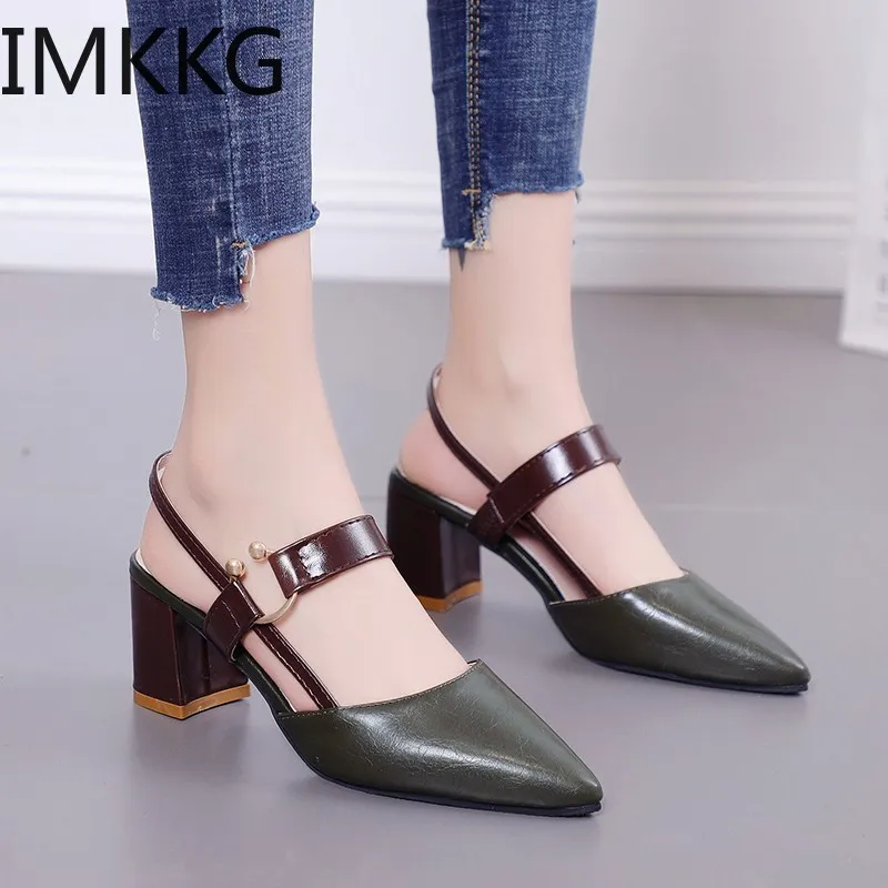 Новинка весенне-осенние привлекательные грубые босоножки на высоком каблуке