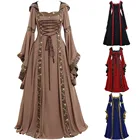 Женское винтажное платье до пола, длинное платье средневековой длины в кельтском стиле, платье-макси с оборками в стиле эпохи Возрождения, элегантное платье миди