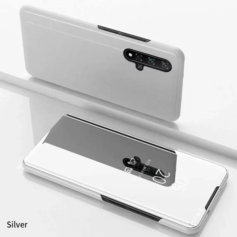 Silver Умный зеркальный Чехол С Откидывающейся Крышкой для samsung Galaxy Note 10 Pro A10 A20 A30 A40 A50 A60 A70 A80 A90 S8 S9 S10 плюс S10E Зеркало Обложка - Цвет: Silver