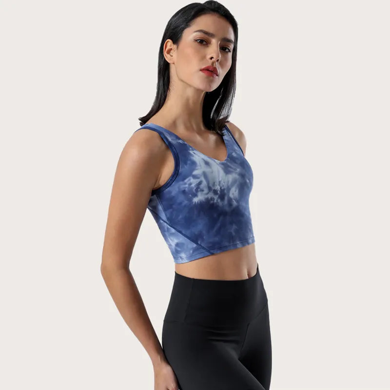 Женский спортивный бюстгальтер без рукавов эластичный облегающий топ для йоги