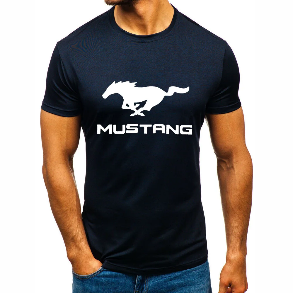 Летняя мужская футболка Mustang с логотипом машины Мужская модная повседневная