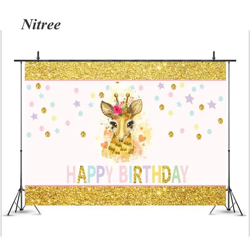 

Блестящий Золотой День рождения украшение для фотографии настроить фон для фотосессии Рождественский олень фон