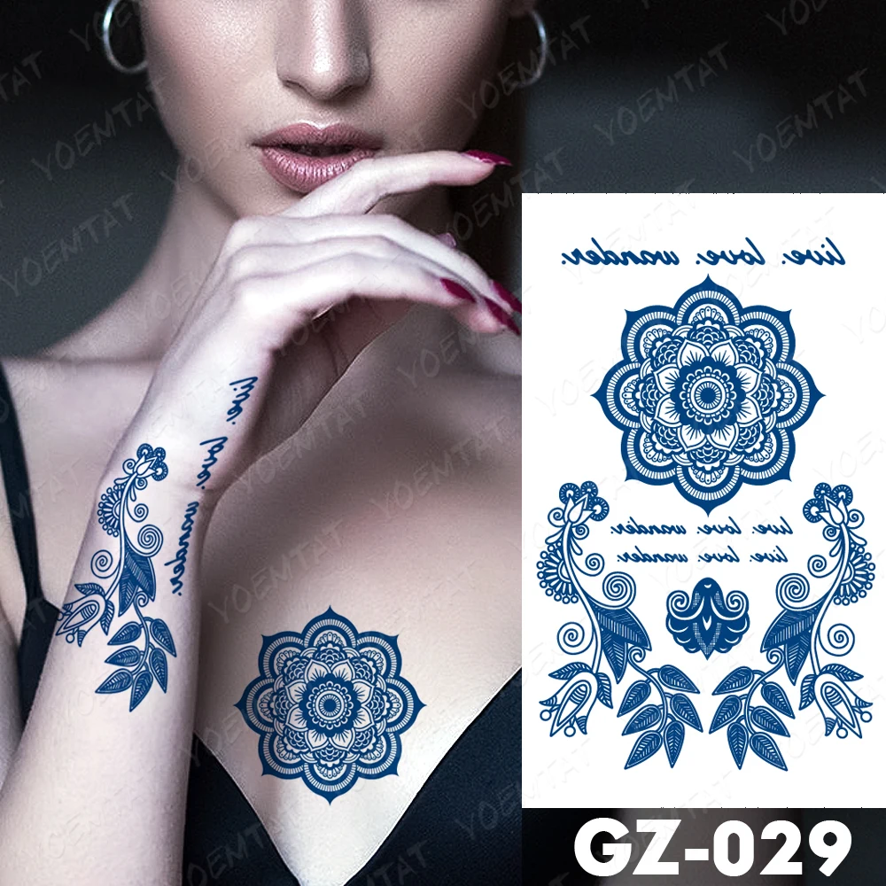 

Juice Lasting Waterproof Temporary Tattoo Sticker Mandala Sun Flower Henna Totem Flash Tattos Women Ink Arm Body Art Fake Tatto