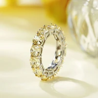 new arrival 925 sterling silver light yellow full created moissanite topaz lab diamond wedding rings fine jewelry women gift