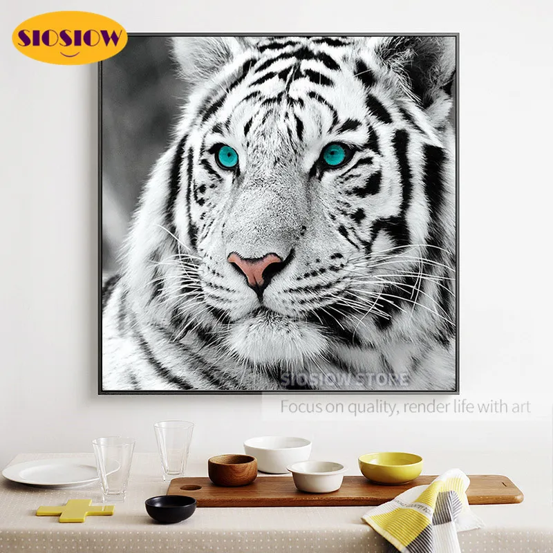 5D алмазная живопись сделай сам белая голова тигра животное полный квадрат
