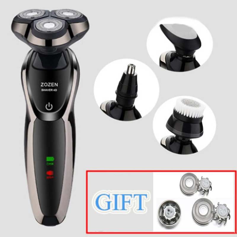 4 in 1 4D электробритва, три ножа, моющаяся, usb зарядка, бритва, электрическая «Умная» бритва, мужская, многофункциональная, триммер для бороды, триммер для волос - Цвет: 4 in 1