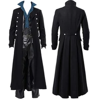 mens steampunk medieval tailcoat long jacket retro gothic victorian frock coat uniform halloween cosplay costume abrigo hombre