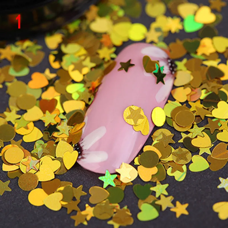 Блестки для ногтей Ультратонкие Красочные смешанные в форме Луны звезды лица и