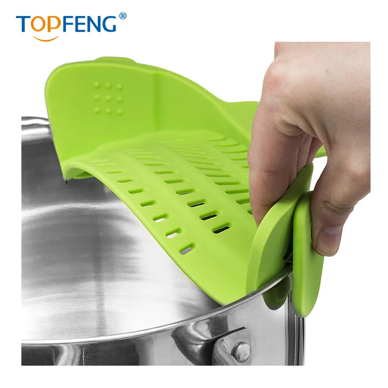 TOPFENG кухонный силиконовый дуршлаг с защелкой для фильтрации лапши герметичный