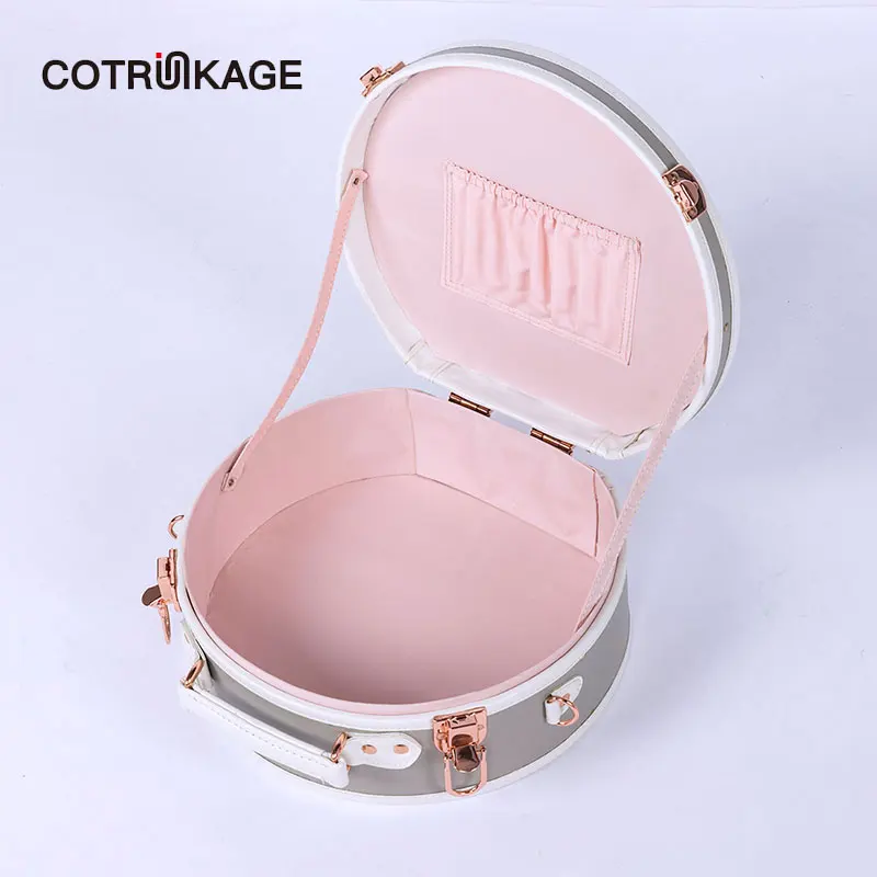 COTRUNKAGE маленькая круглая коробка в виде шляпы для переноски багажа косметичка с ремешком-светло-серый