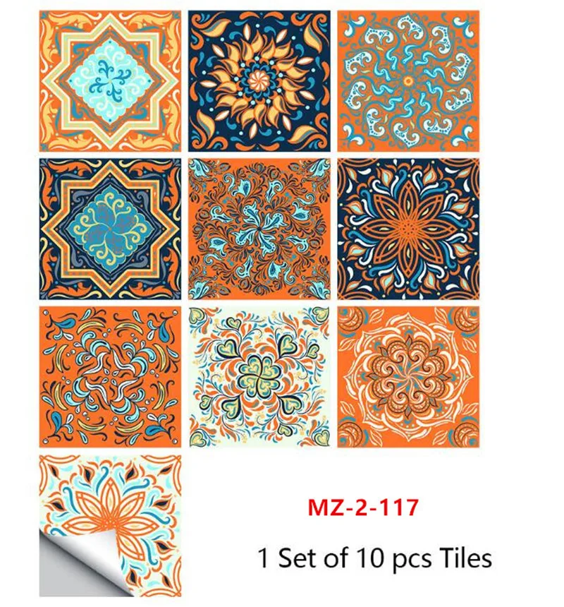 

Simulation Tile Stickers Floral Home Kitchen Bathroom Renovation Decorative Self-Adhesive Waterproof Wall Tile Sticker Decor New