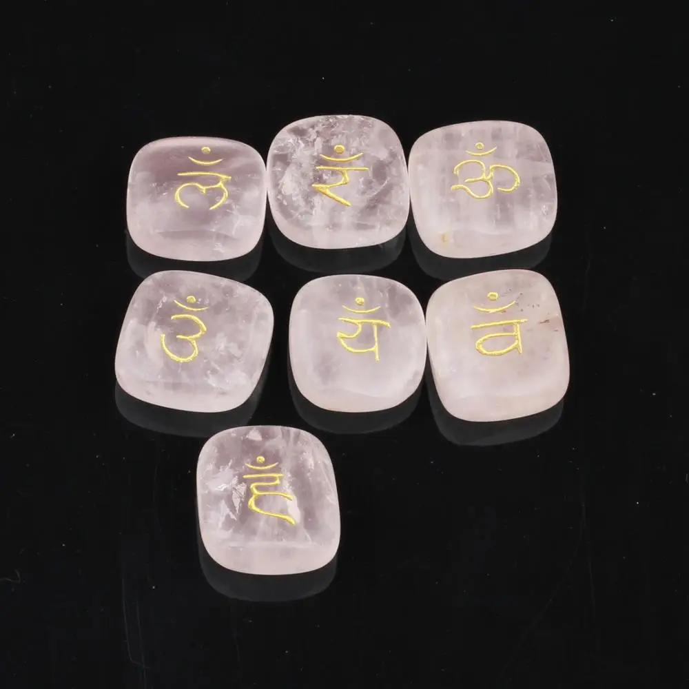 7 шт./компл. Асимметричный натуральный гравированный аметист розовый кварц