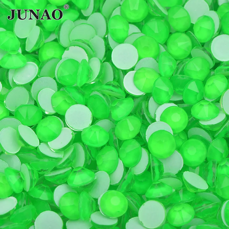 JUNAO SS20 неоновые стеклянные стразы для ногтей с плоской задней стороной, стеклянные стразы, стразы для обуви - Цвет: Neon Green