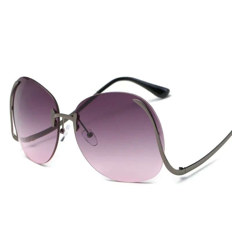 

Trendy Sunglasses Round Rimless UV Protection Sun Glasses Metal Frame Various Color for Men and Women Gradient TC21