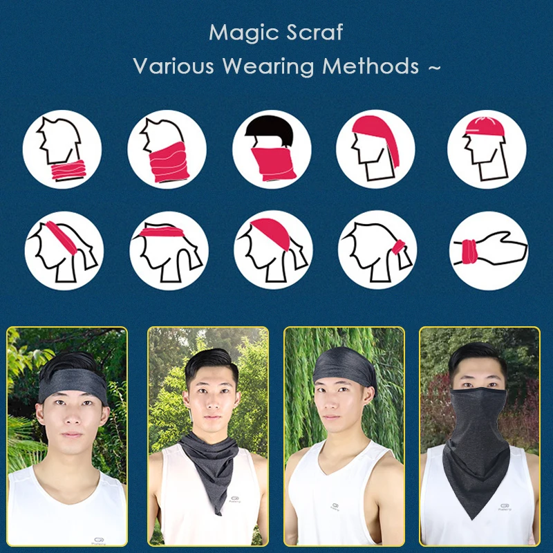 

Sports Arm Sleeves + Triangle Magic Scarf Face Bandana Mask Set Fashion Neck Gaiter Elbow Cover Ear Loops Cycling Running Bike